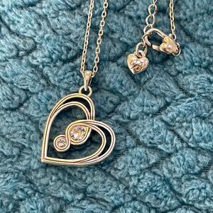 Brighton Infinity Sparkle Heart Silver Tone Pendant Double Heart Clear Crystals